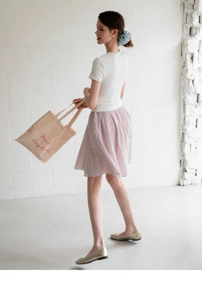 Pleated A Line Skirt