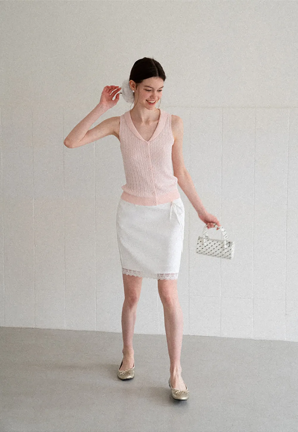 Lace Trim Drawstring Waist Skirt