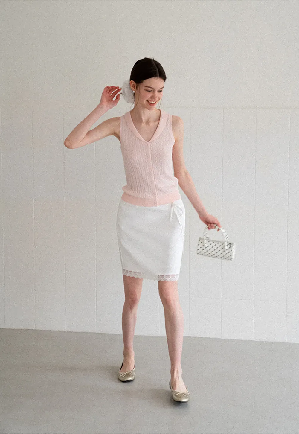 Lace Trim Drawstring Waist Skirt