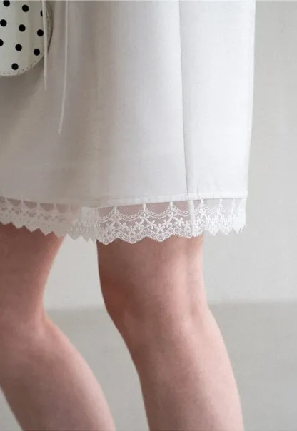 Lace Trim Drawstring Waist Skirt