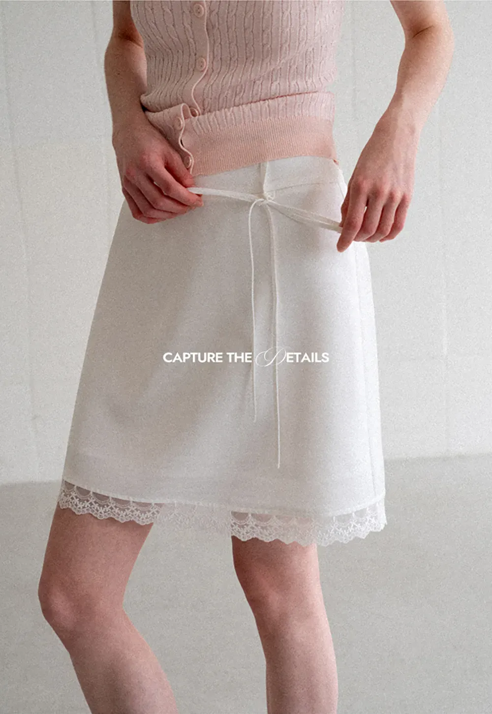 Lace Trim Drawstring Waist Skirt