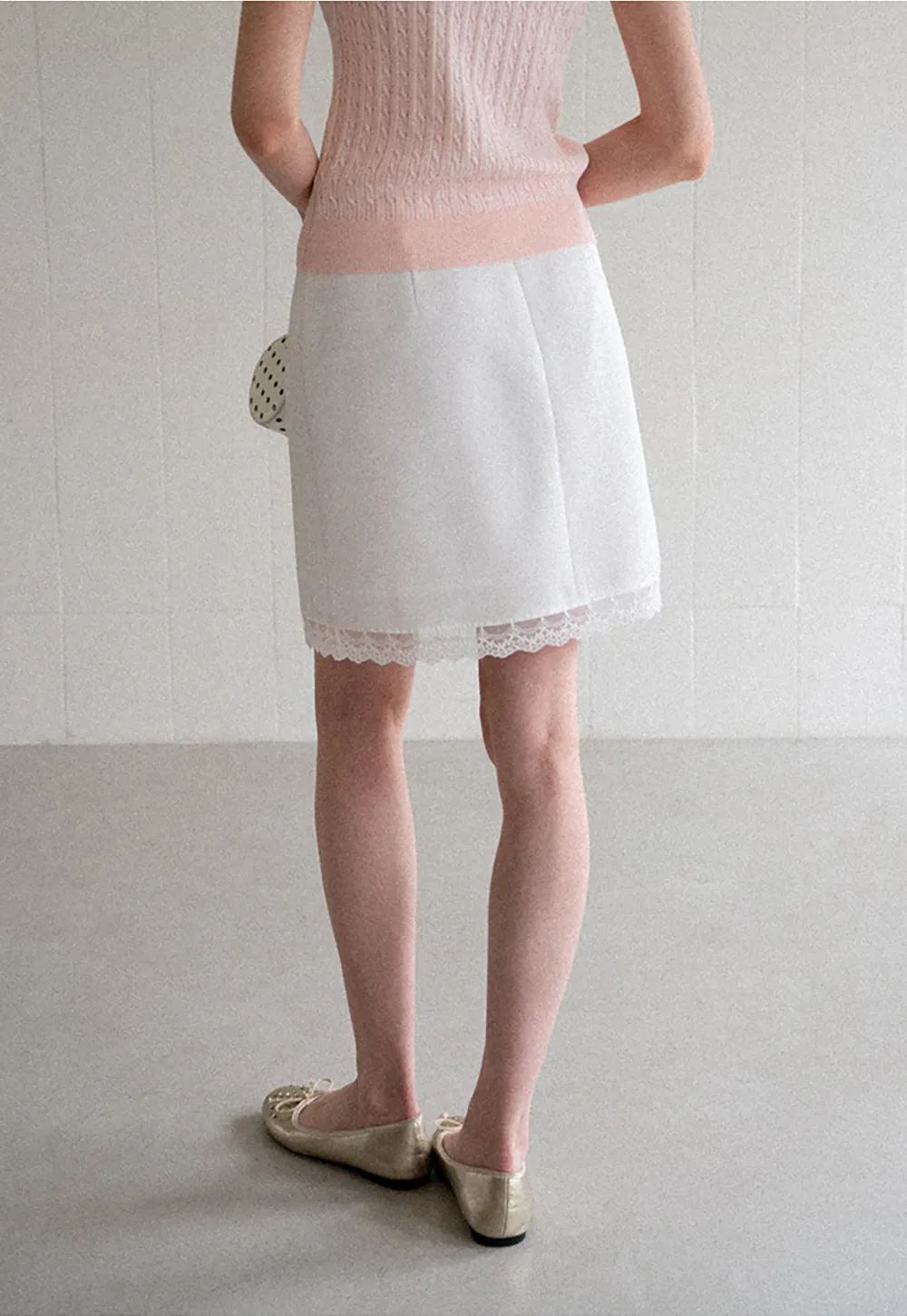 Lace Trim Drawstring Waist Skirt