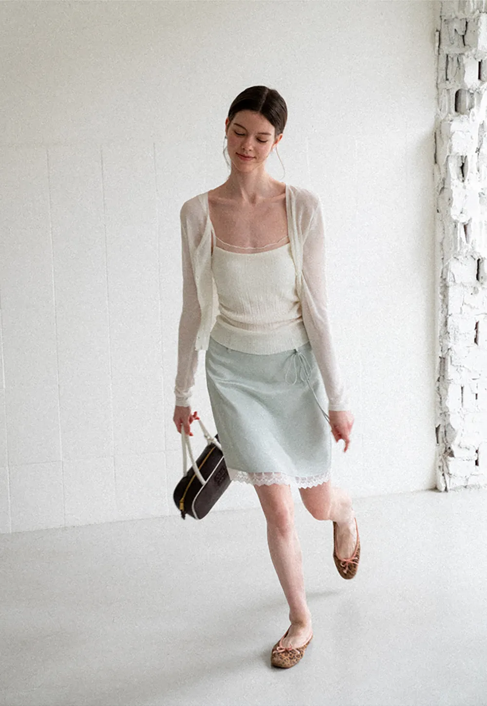 Lace Trim Drawstring Waist Skirt