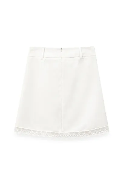 Lace Trim Drawstring Waist Skirt