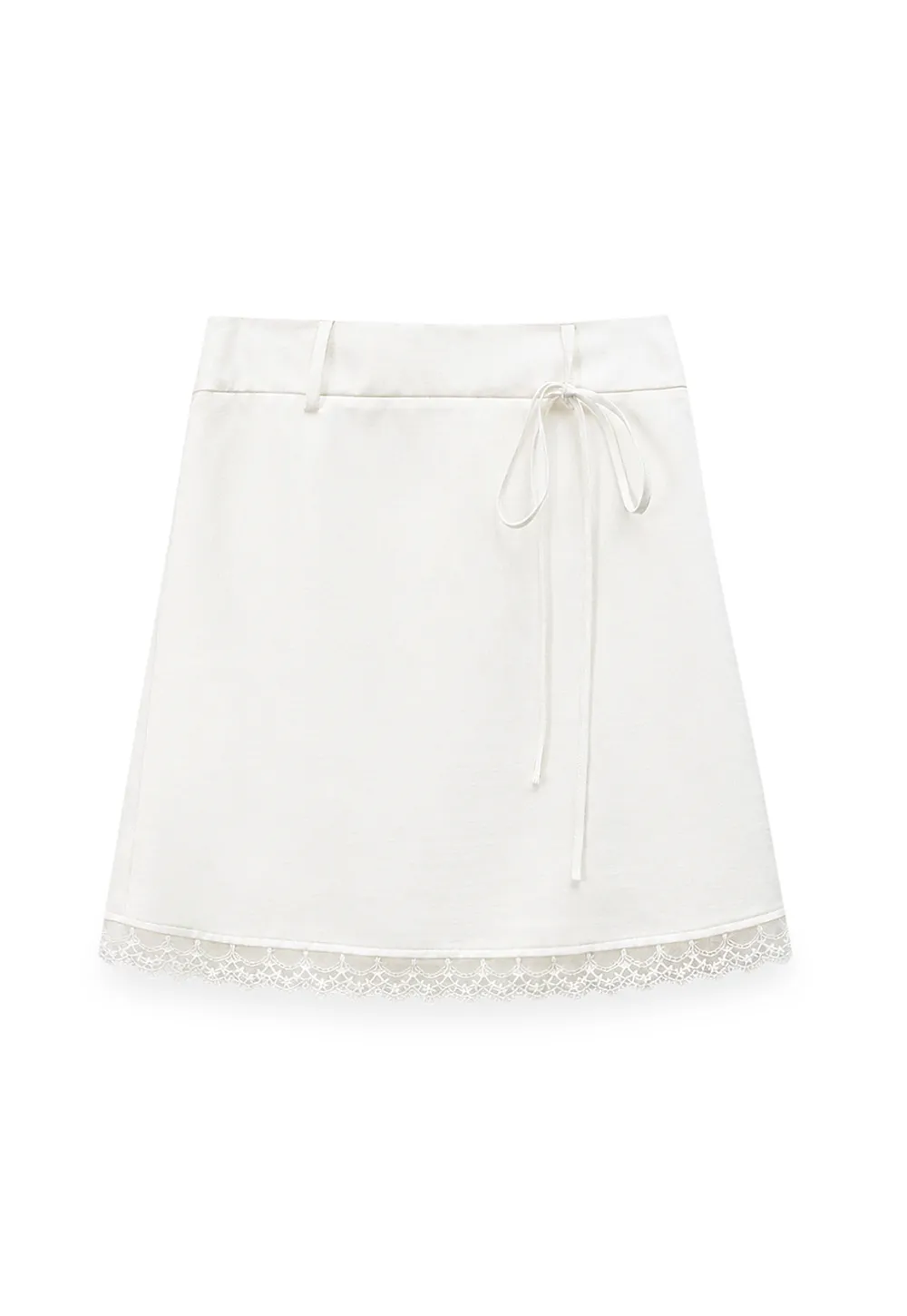 Lace Trim Drawstring Waist Skirt
