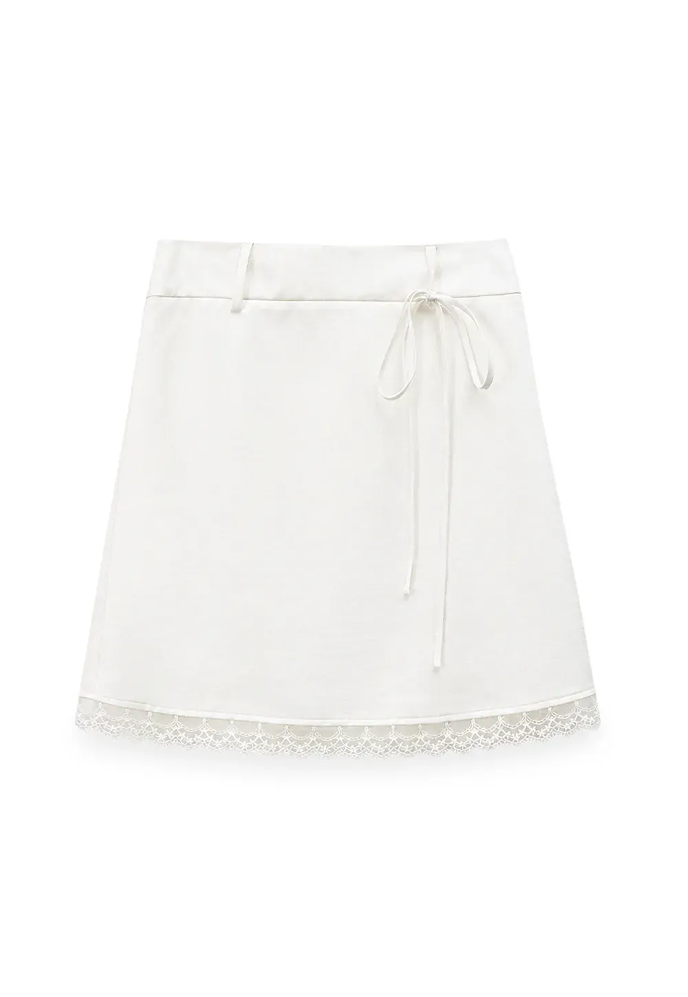 Lace Trim Drawstring Waist Skirt