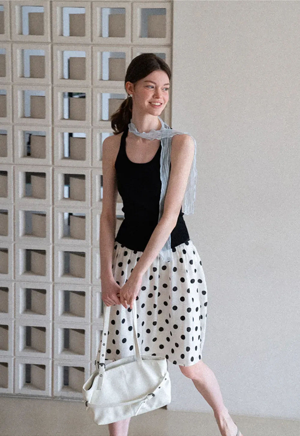 Polka Dot Print A Line Skirt