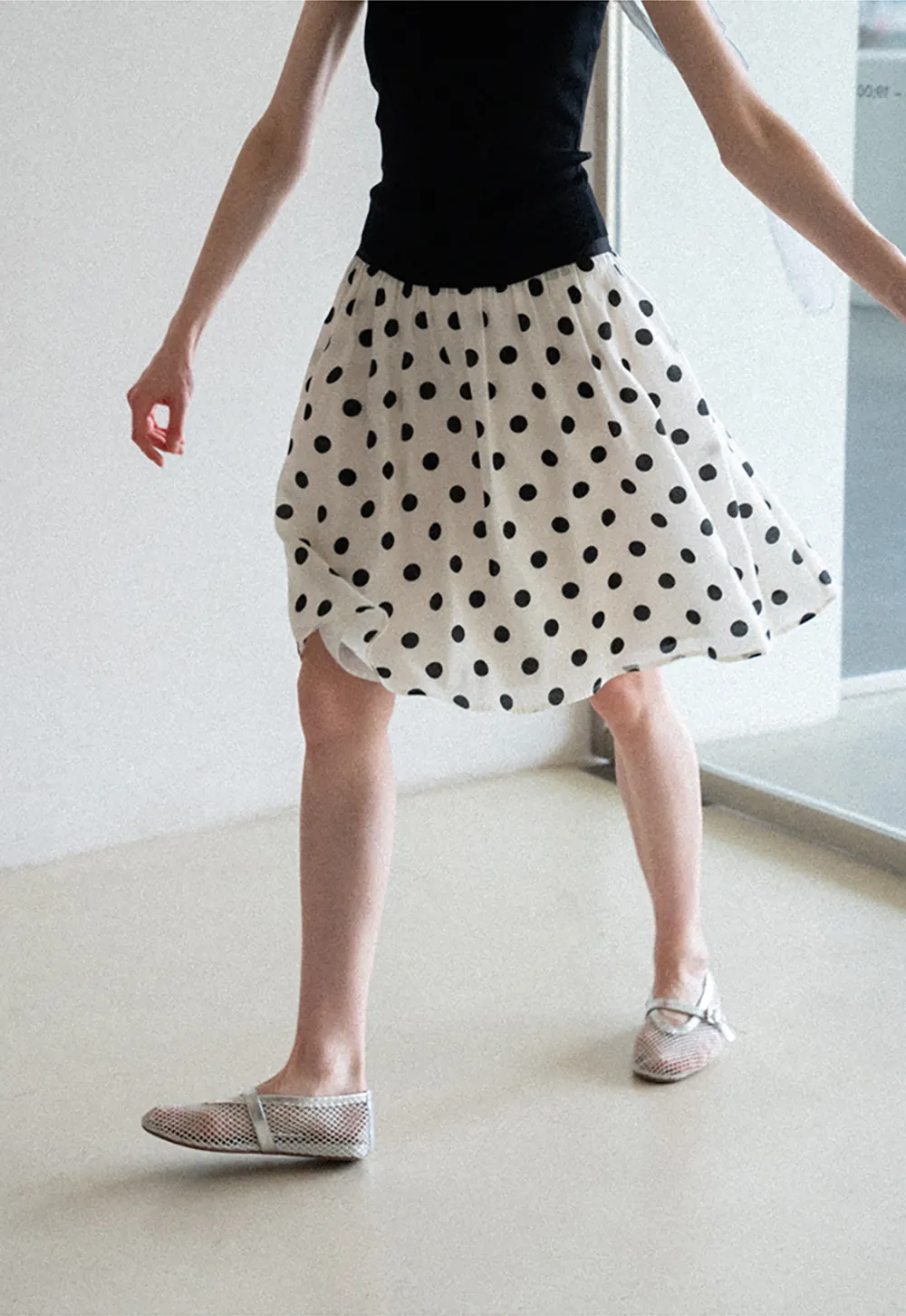 Polka Dot Print A Line Skirt