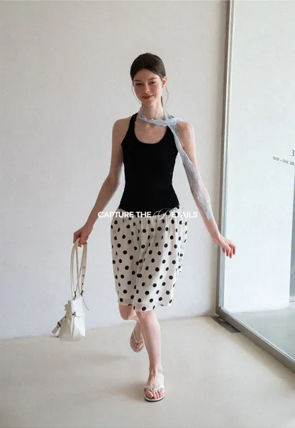 Polka Dot Print A Line Skirt