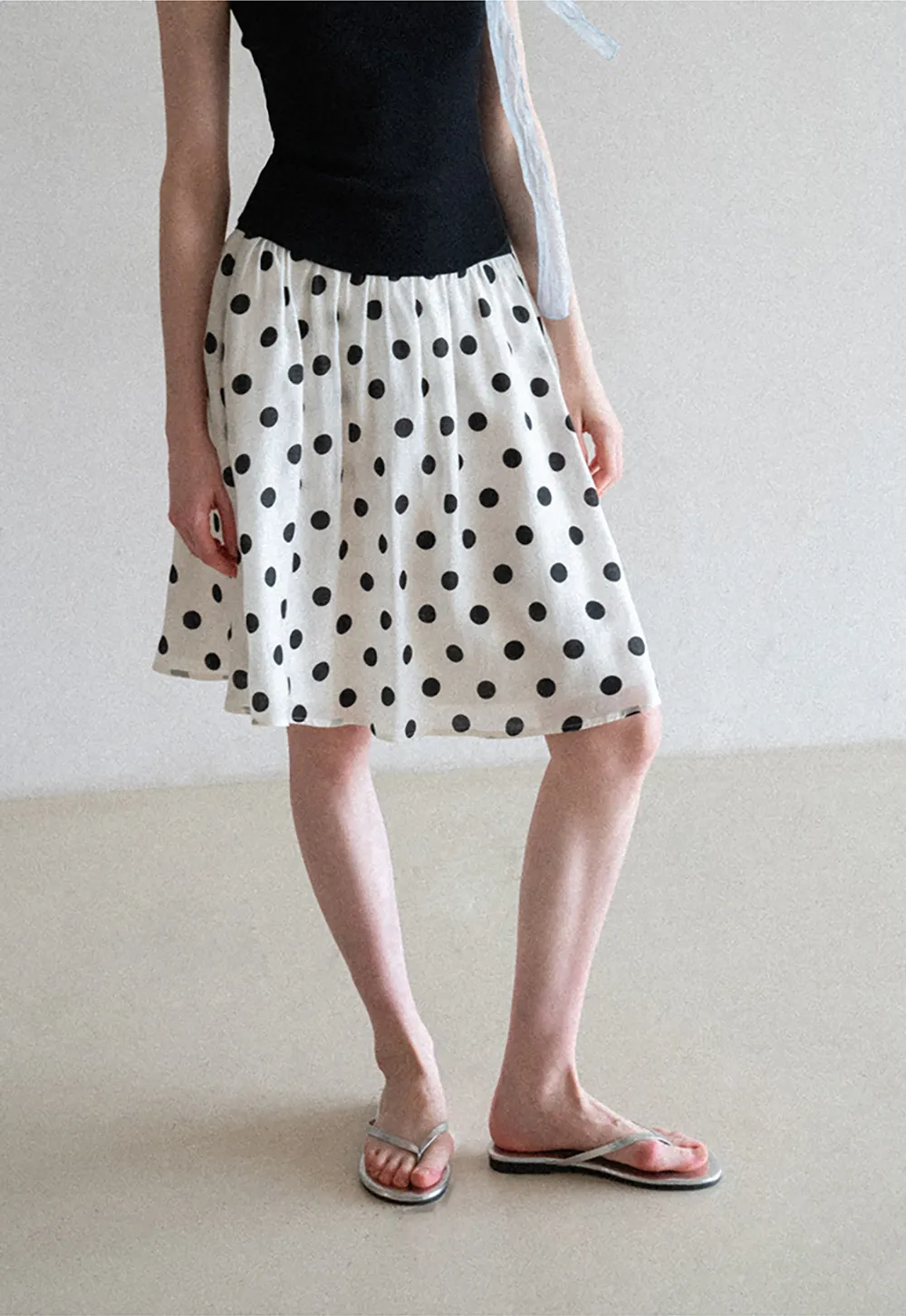 Polka Dot Print A Line Skirt