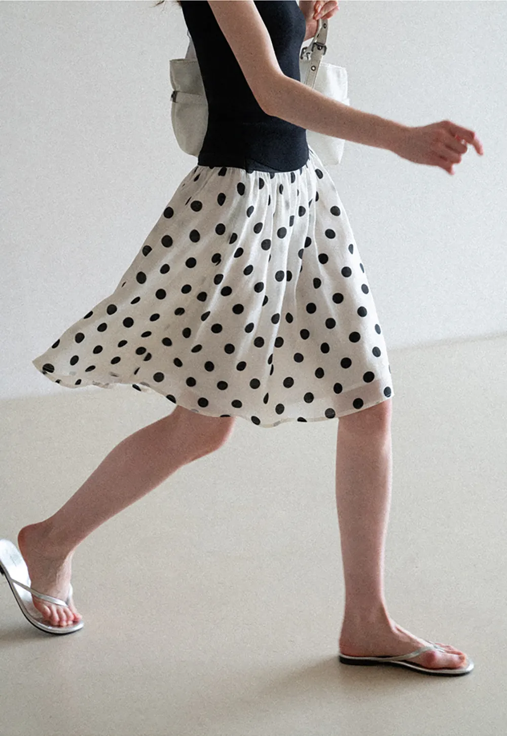 Polka Dot Print A Line Skirt