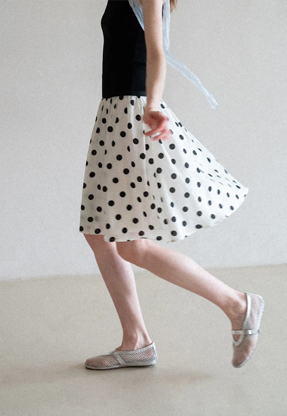 Polka Dot Print A Line Skirt