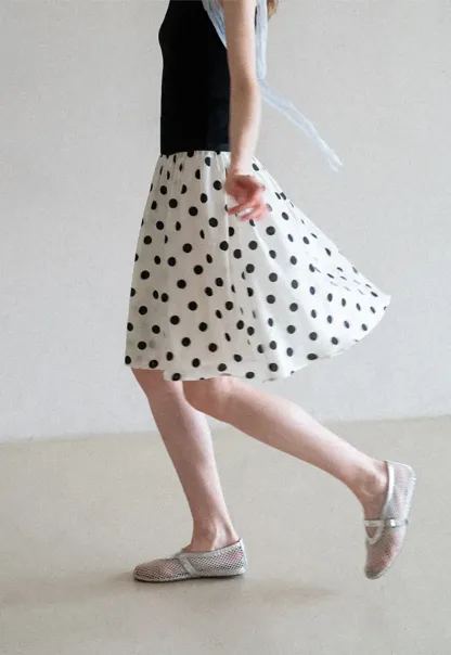 Polka Dot Print A Line Skirt