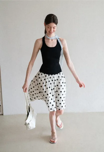 Polka Dot Print A Line Skirt