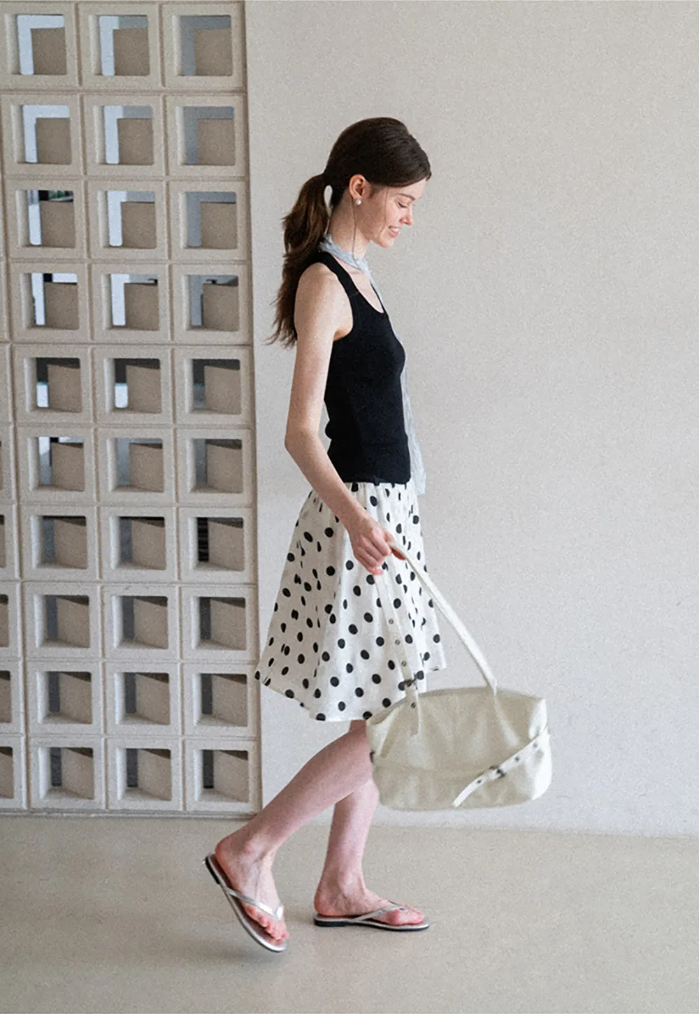 Polka Dot Print A Line Skirt