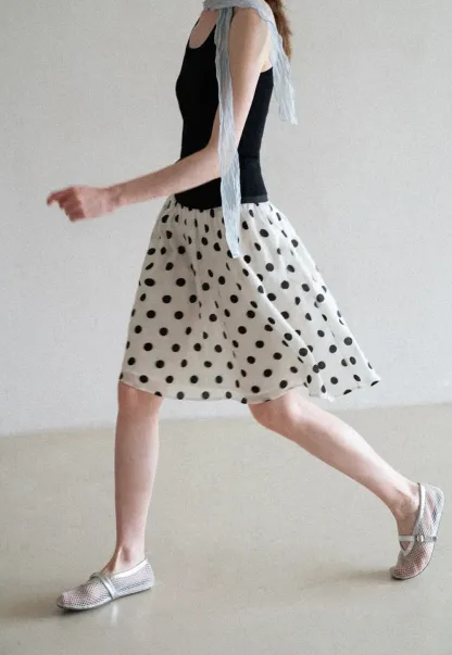 Polka Dot Print A Line Skirt
