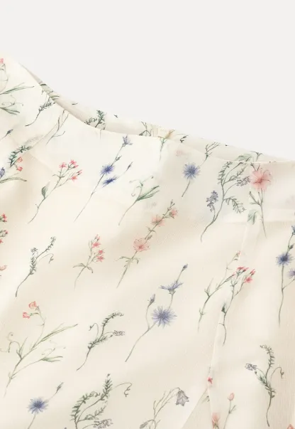 Floral Print Pleated Midi Skirt