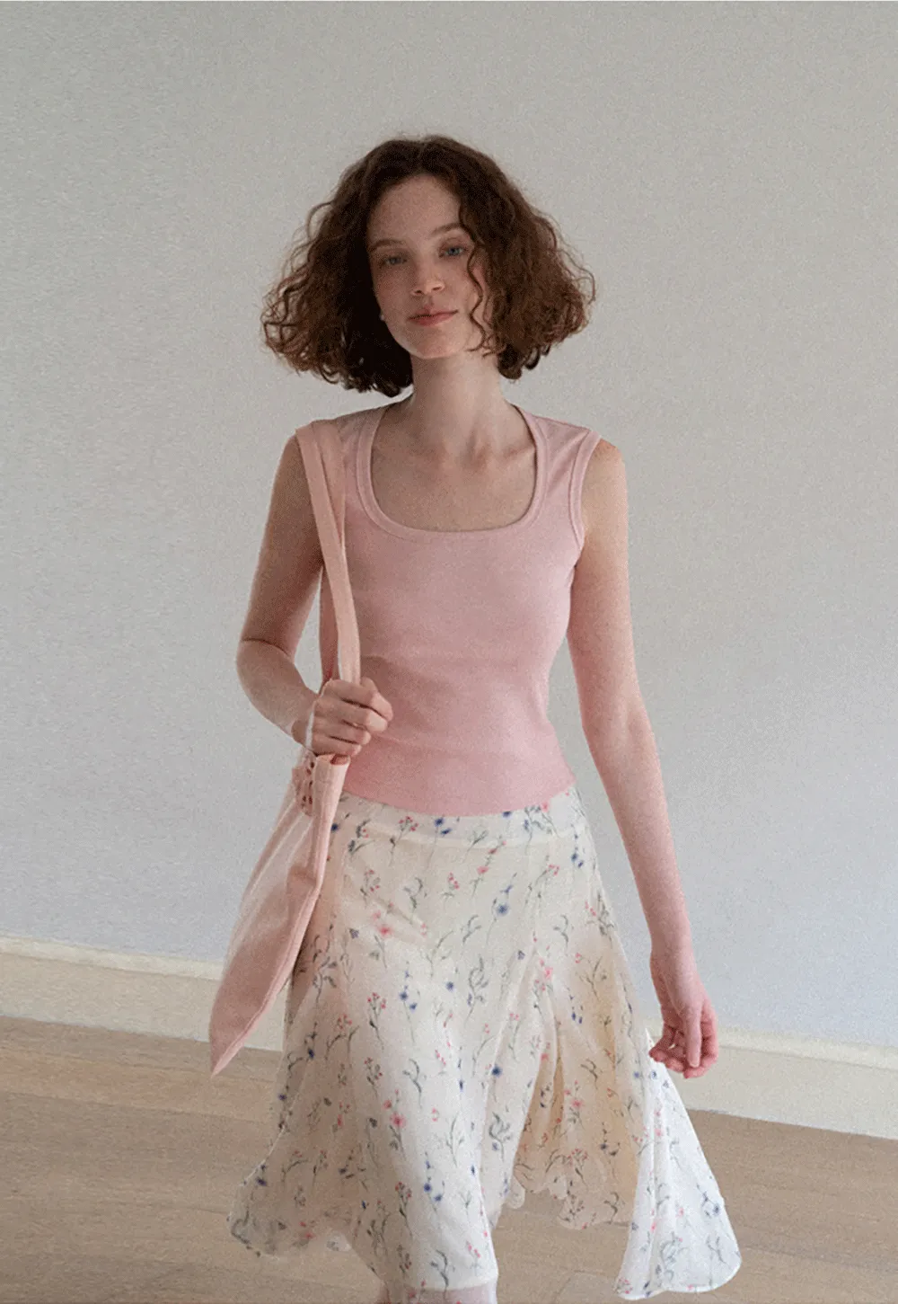 Floral Print Pleated Midi Skirt