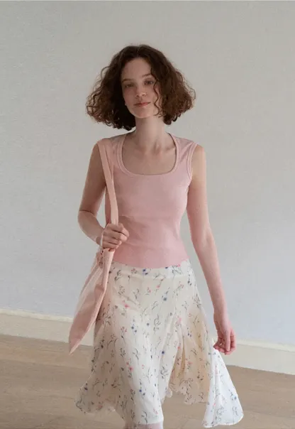 Floral Print Pleated Midi Skirt