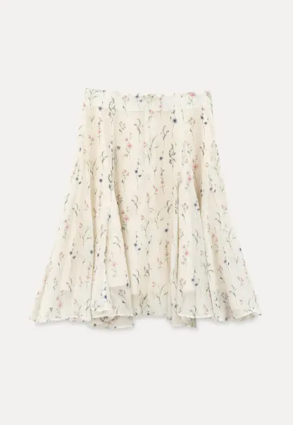 Floral Print Pleated Midi Skirt