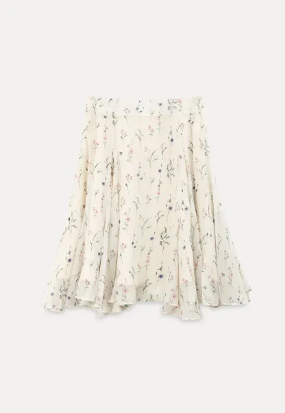 Floral Print Pleated Midi Skirt