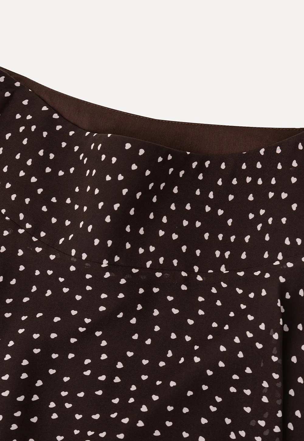 Polka Dot Print Flared Skirt with Layered Hem