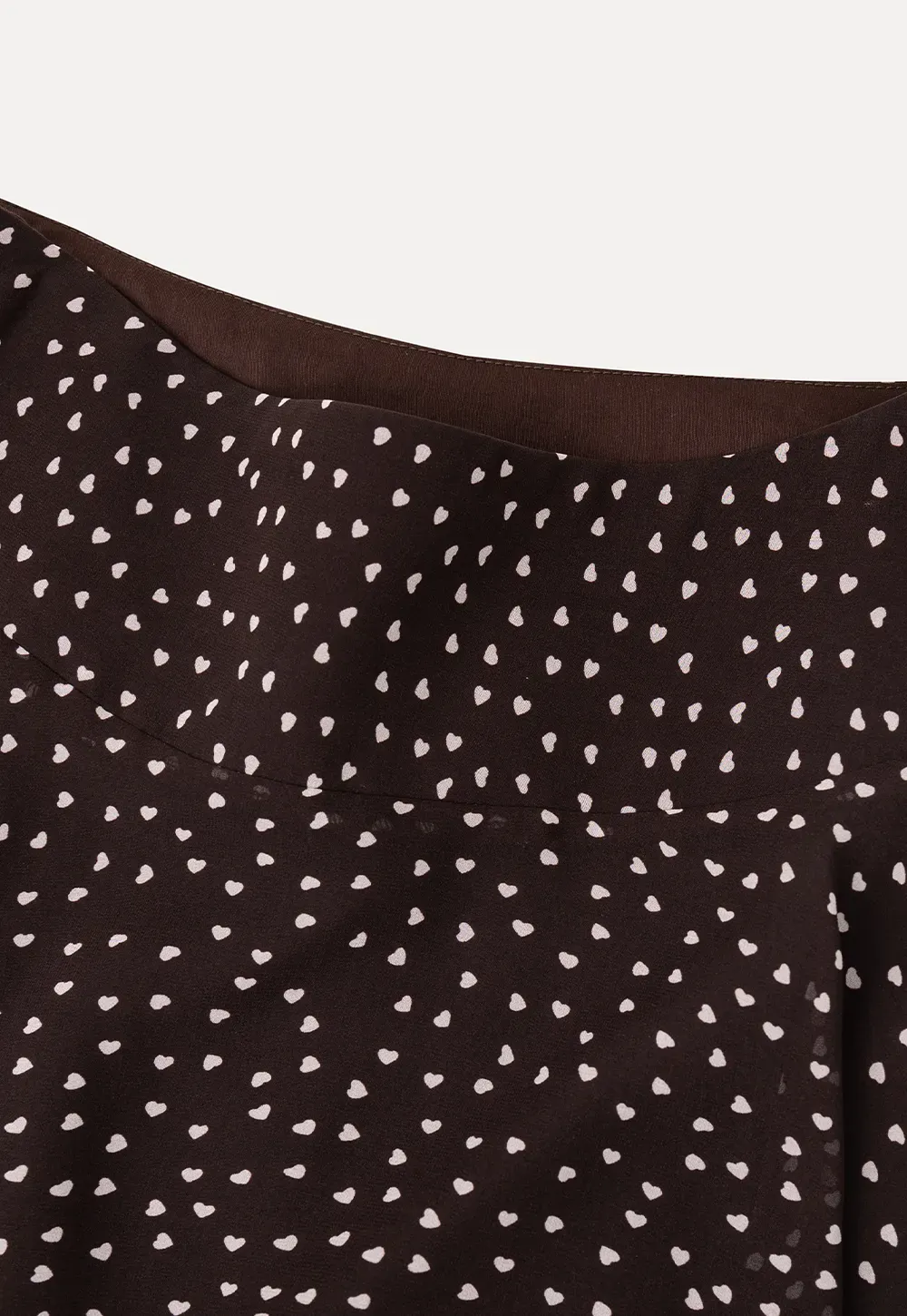 Polka Dot Print Flared Skirt with Layered Hem