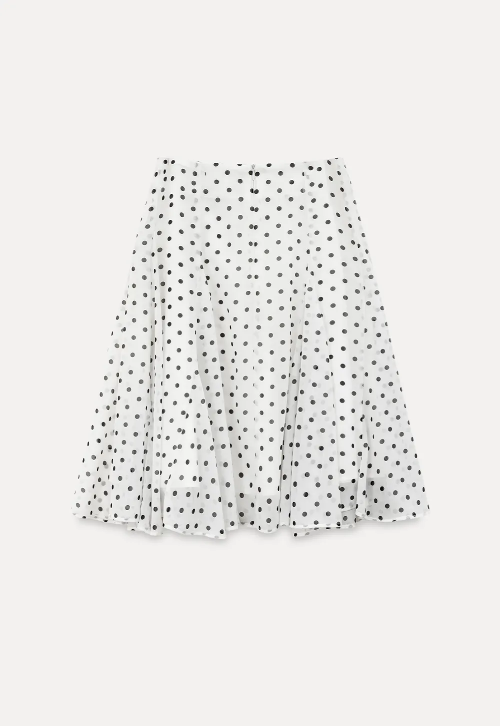 Polka dot pleated asymmetrical skirt