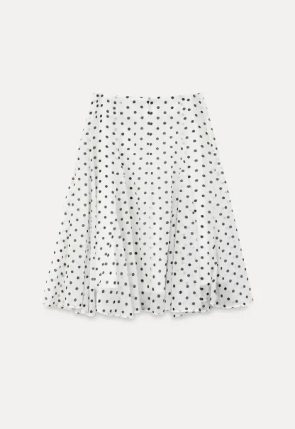 Polka dot pleated asymmetrical skirt