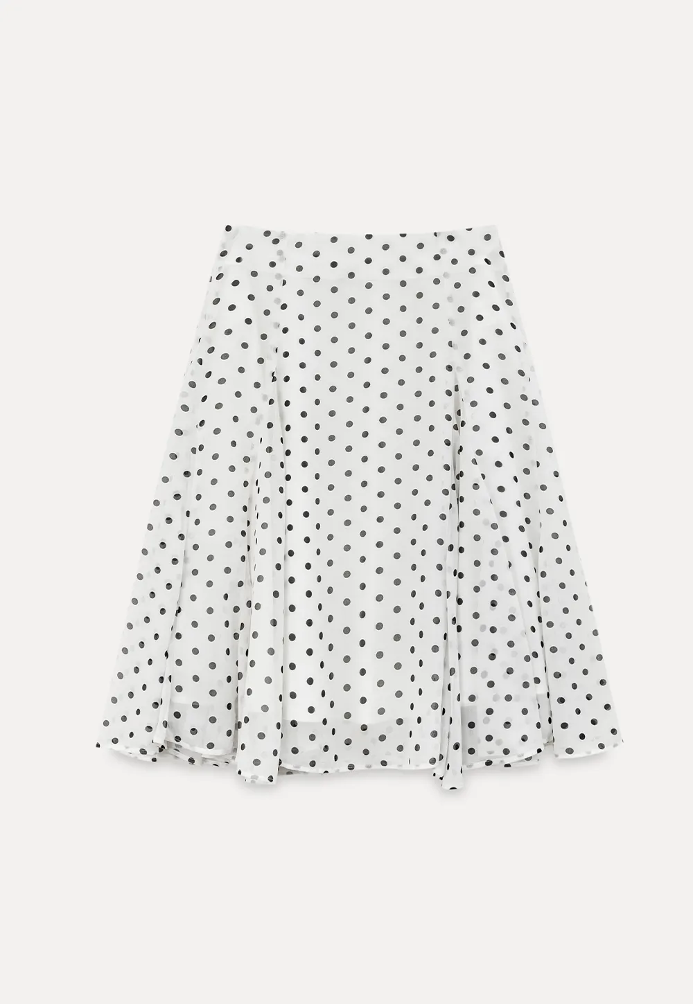 Polka dot pleated asymmetrical skirt