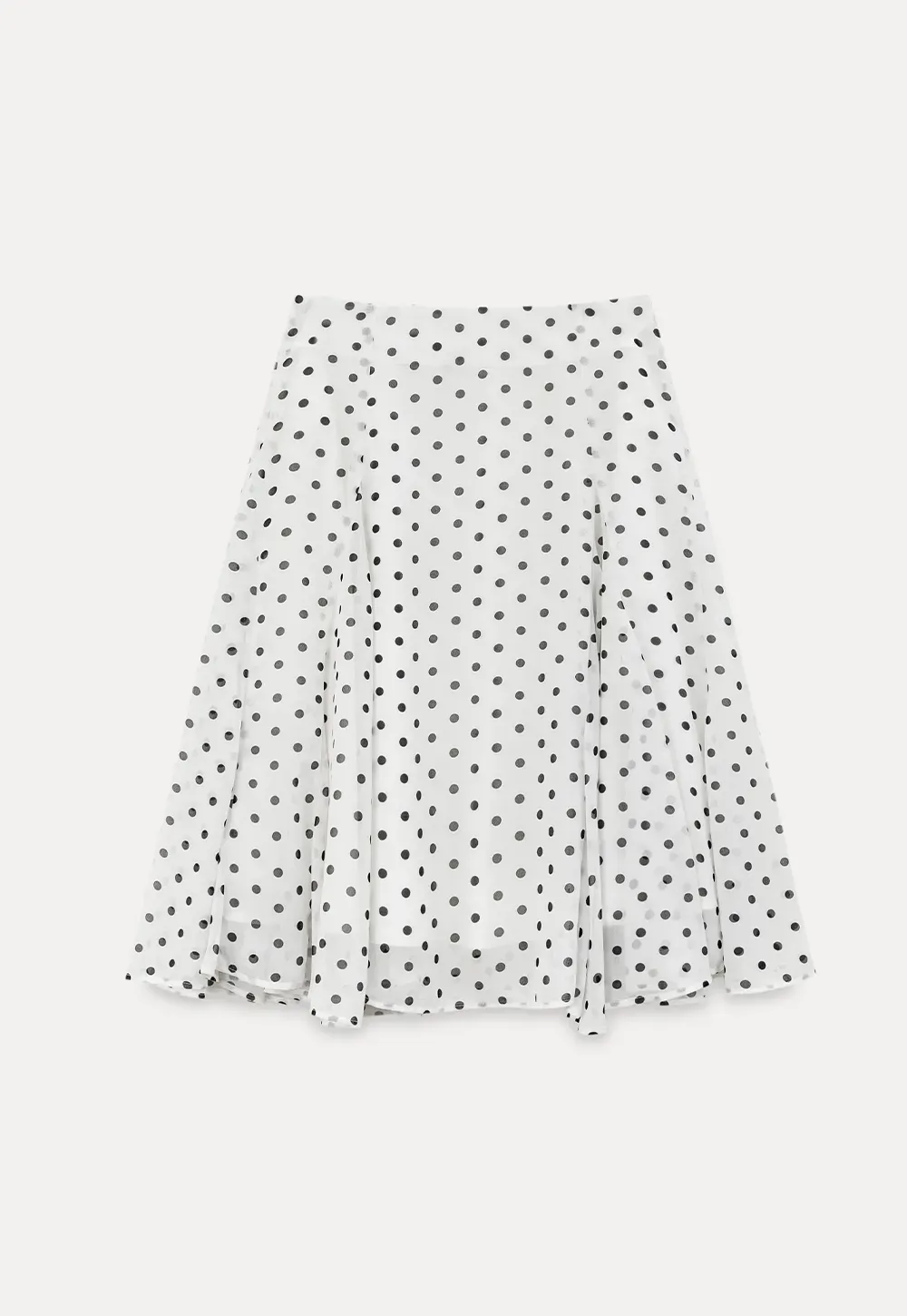 Polka dot pleated asymmetrical skirt