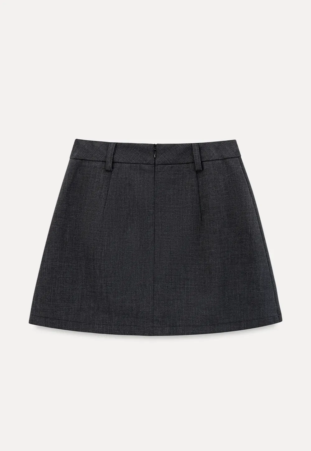 High Waist A Line Mini Skirt With Front Slit And Button Detail
