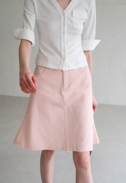 A Line Midi Skirt With Front Seam Detail