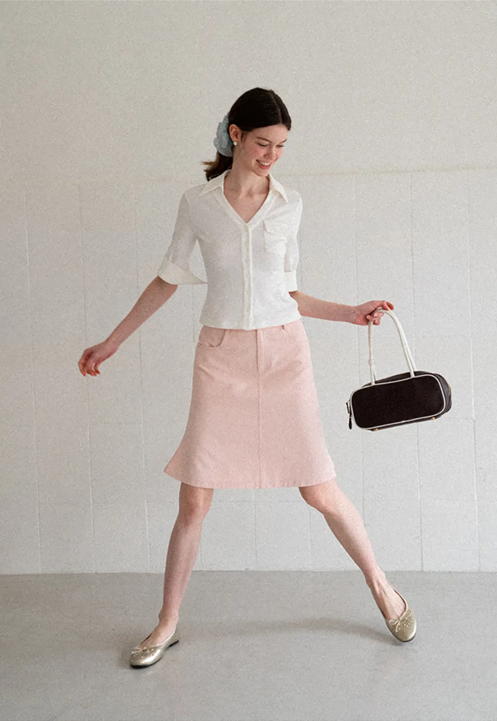 A Line Midi Skirt With Front Seam Detail