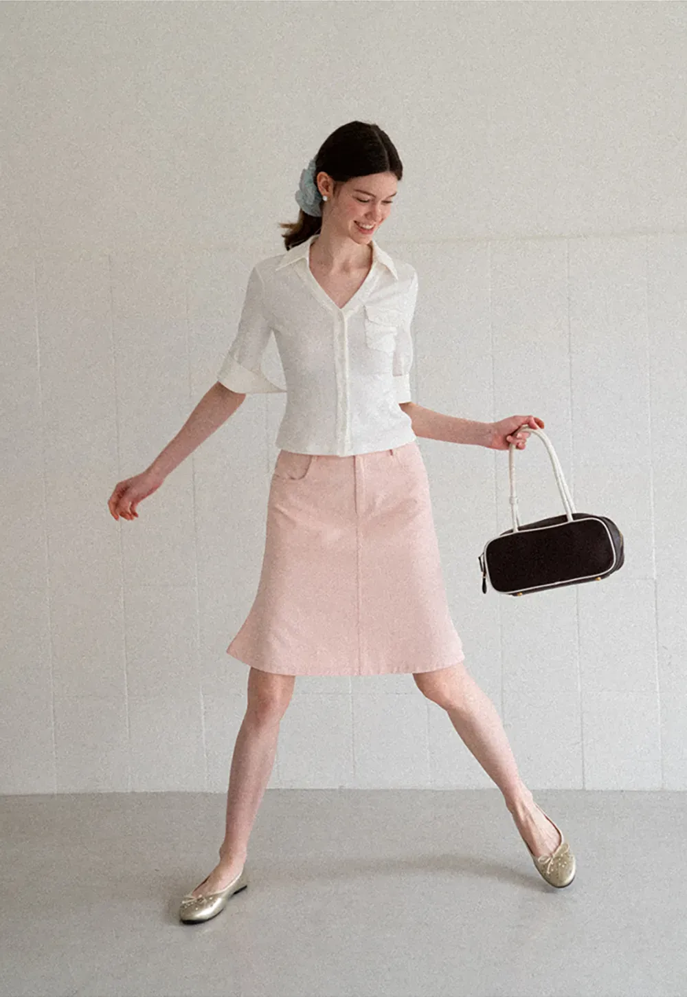 A Line Midi Skirt With Front Seam Detail