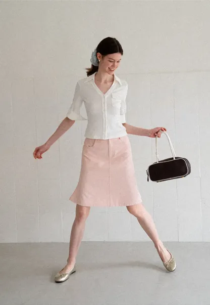 A Line Midi Skirt With Front Seam Detail