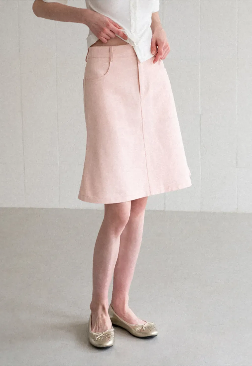 A Line Midi Skirt With Front Seam Detail