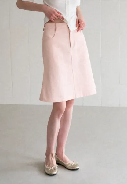 A Line Midi Skirt With Front Seam Detail