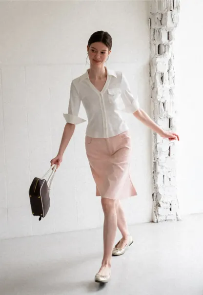 A Line Midi Skirt With Front Seam Detail