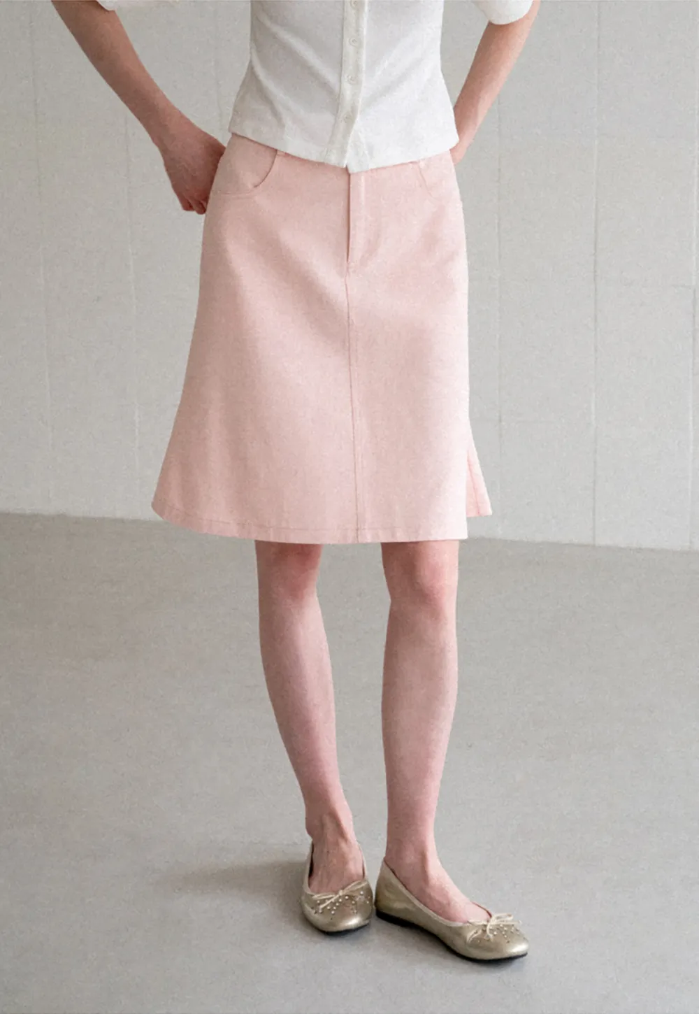 A Line Midi Skirt With Front Seam Detail