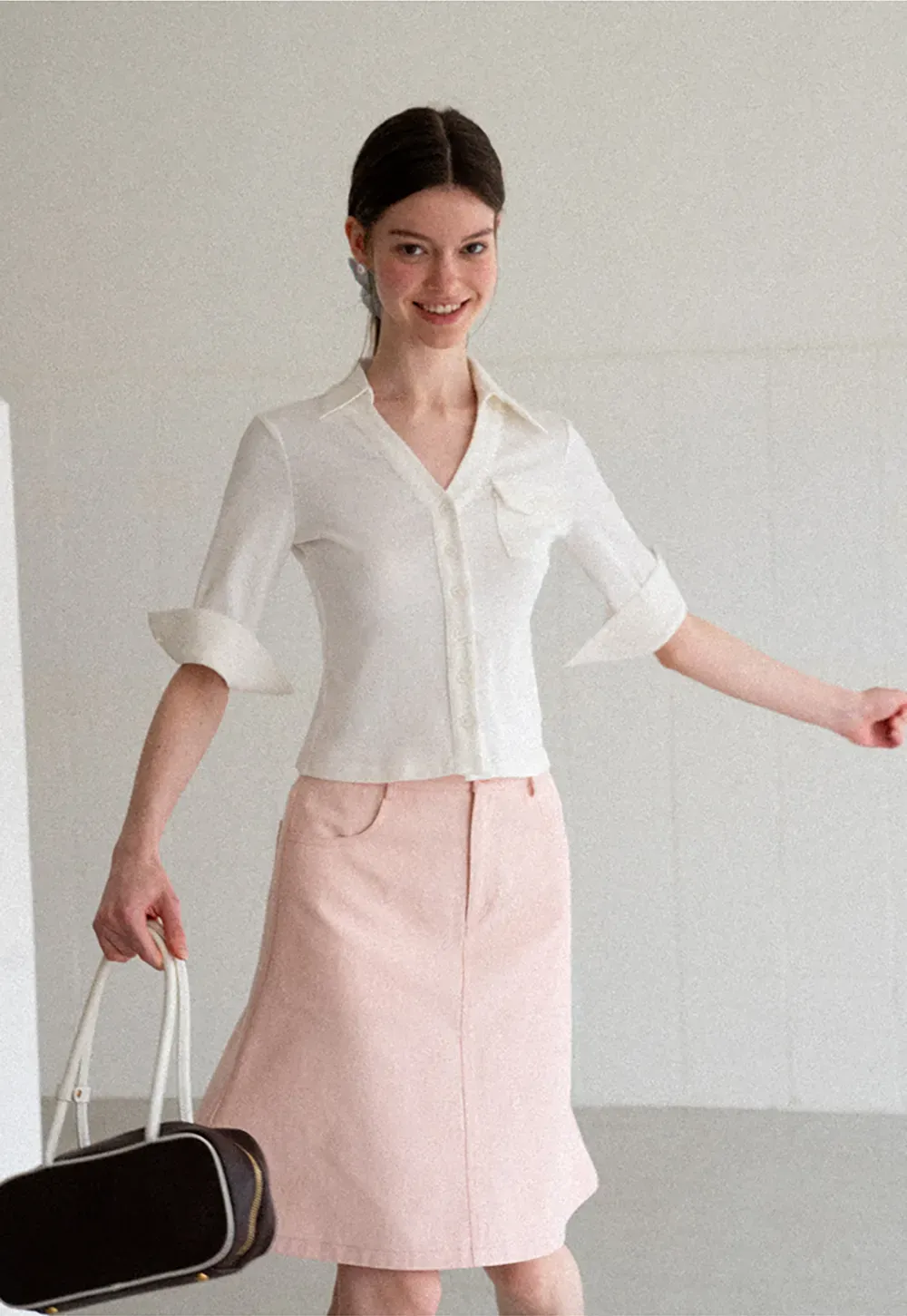 A Line Midi Skirt With Front Seam Detail