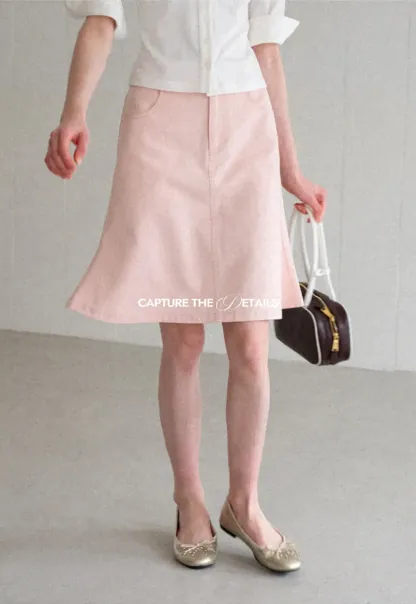 A Line Midi Skirt With Front Seam Detail