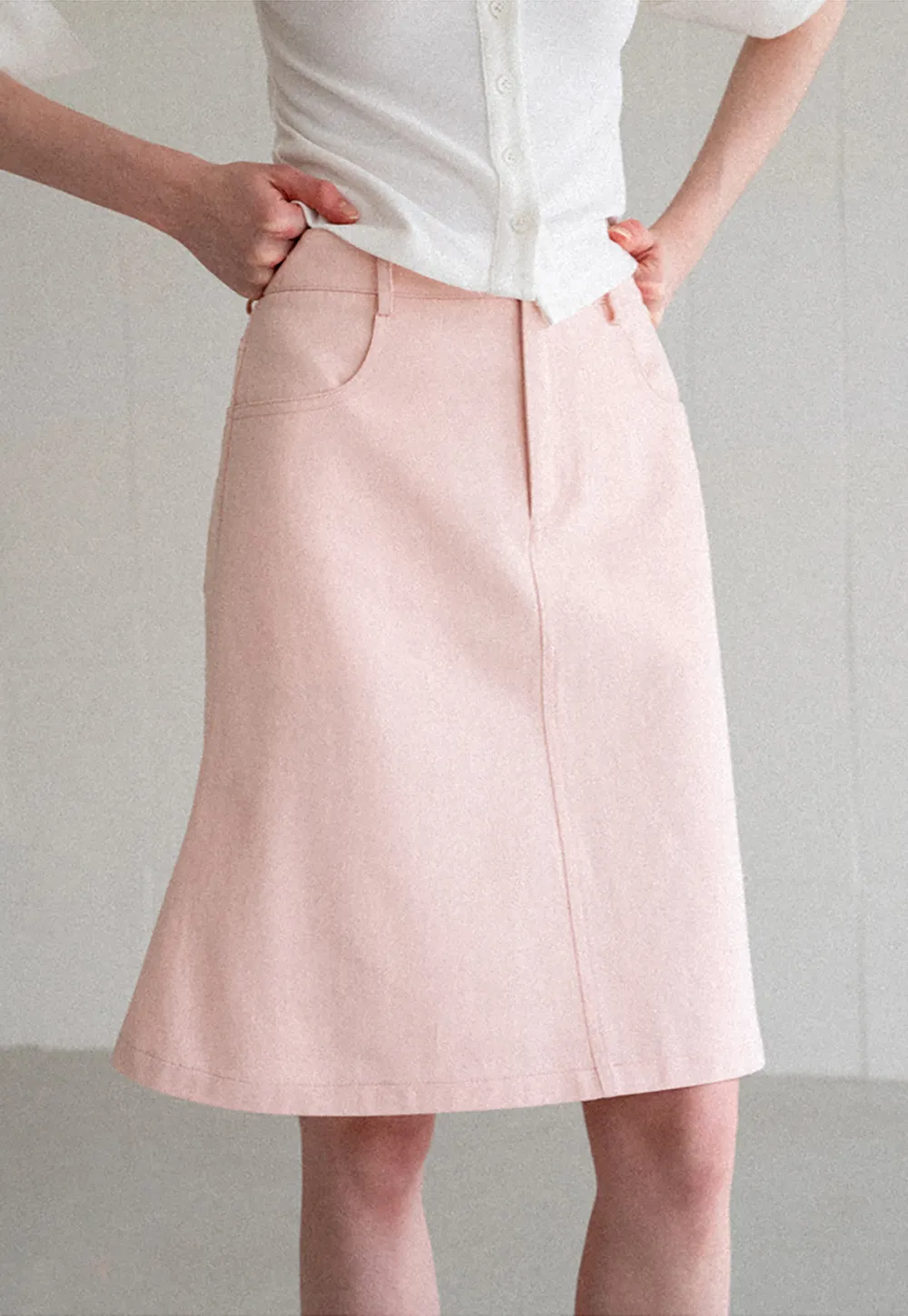 A Line Midi Skirt With Front Seam Detail