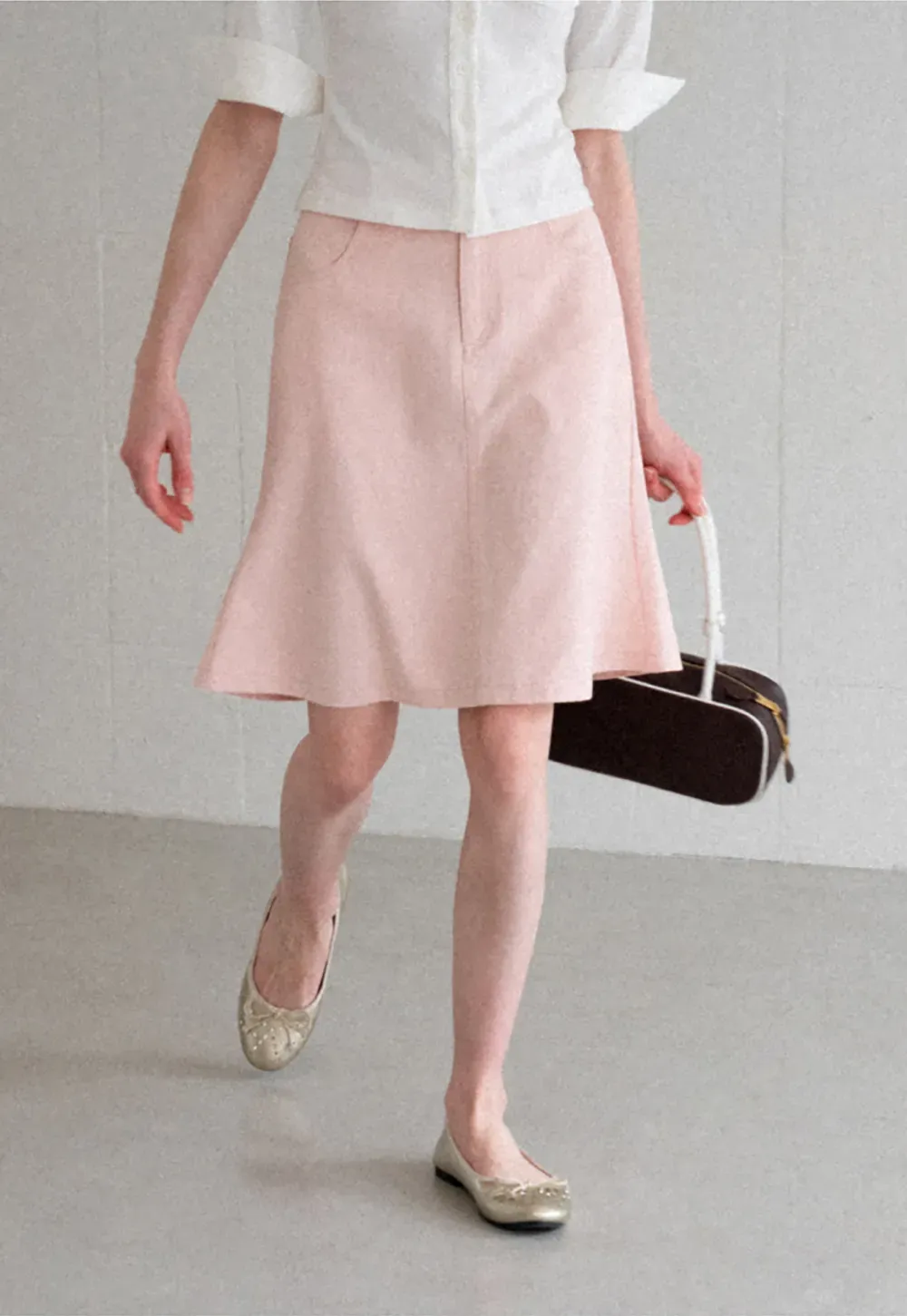 A Line Midi Skirt With Front Seam Detail