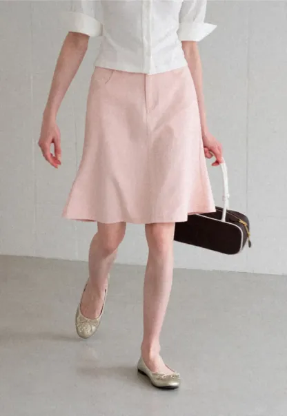 A Line Midi Skirt With Front Seam Detail