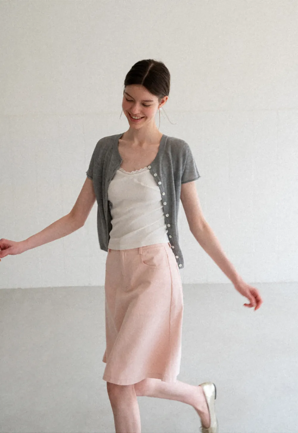 A Line Midi Skirt With Front Seam Detail