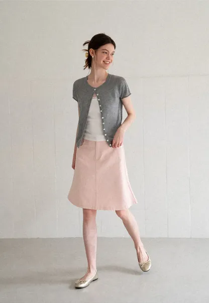 A Line Midi Skirt With Front Seam Detail