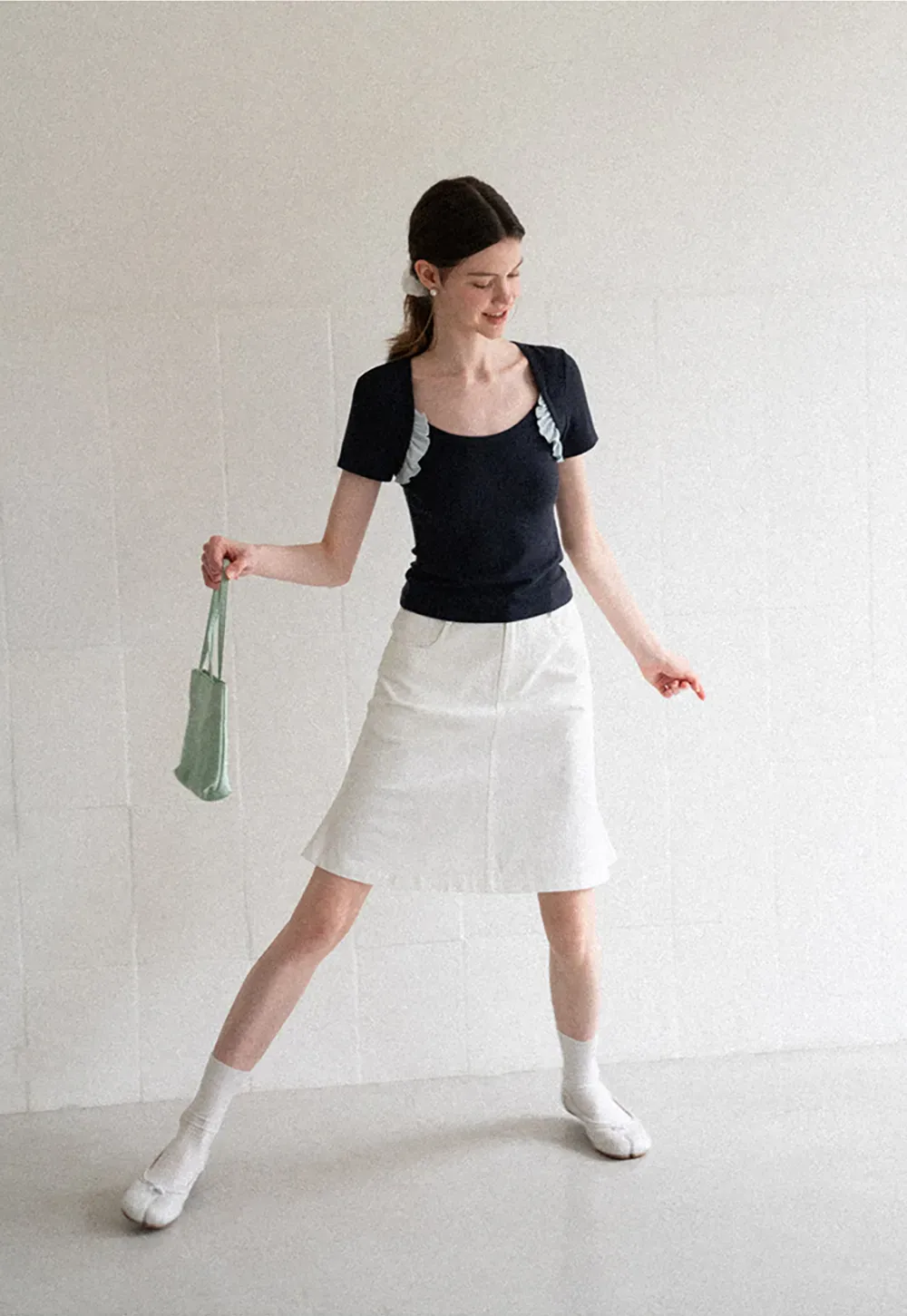 A Line Midi Skirt With Front Seam Detail