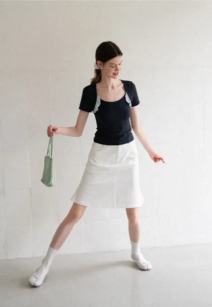 A Line Midi Skirt With Front Seam Detail