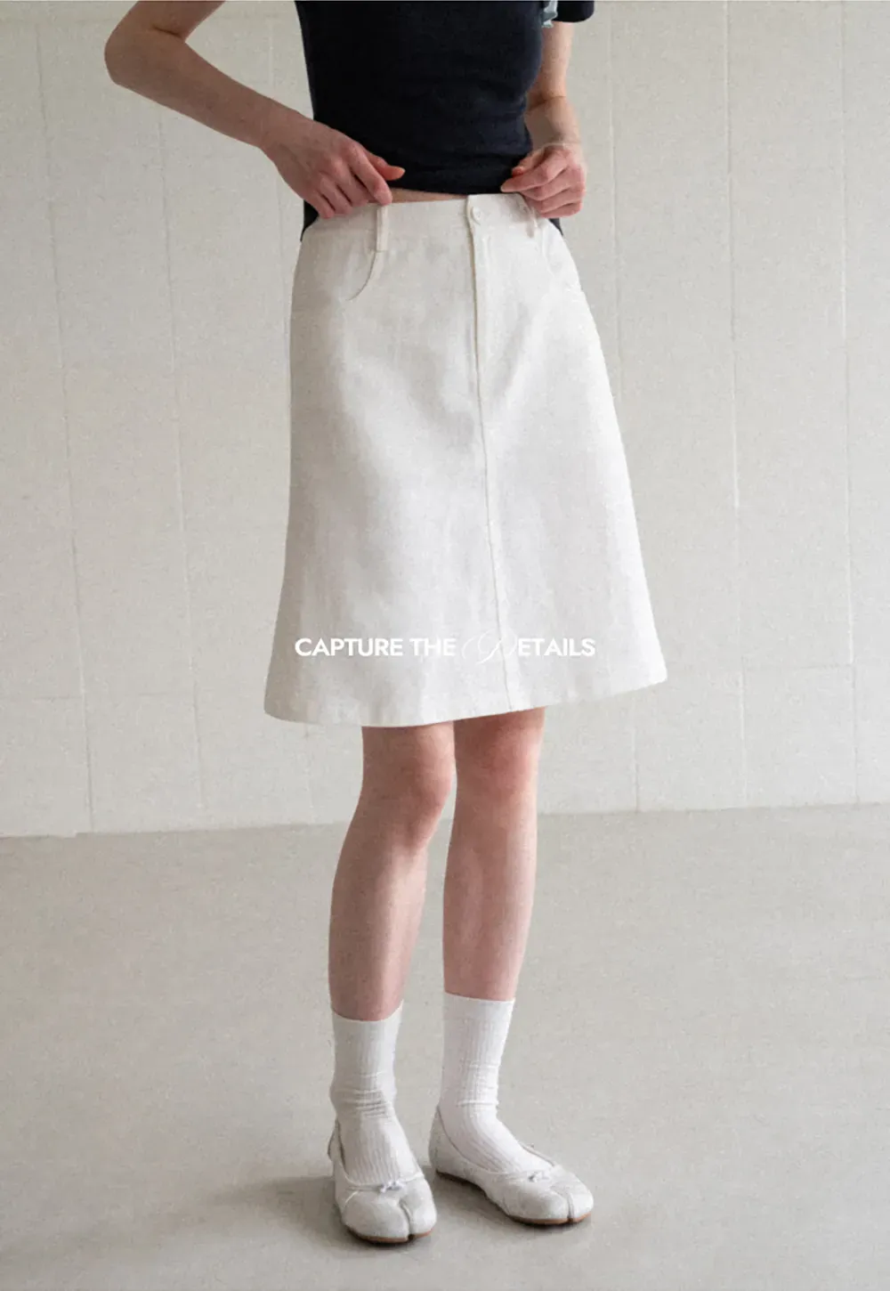 A Line Midi Skirt With Front Seam Detail